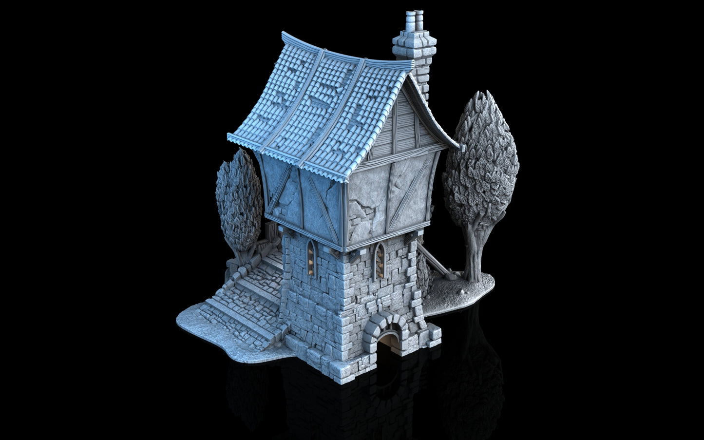 Broken Bridge | Fantasy Stone Bridge Medieval House Terrain for Warhammer D&D
