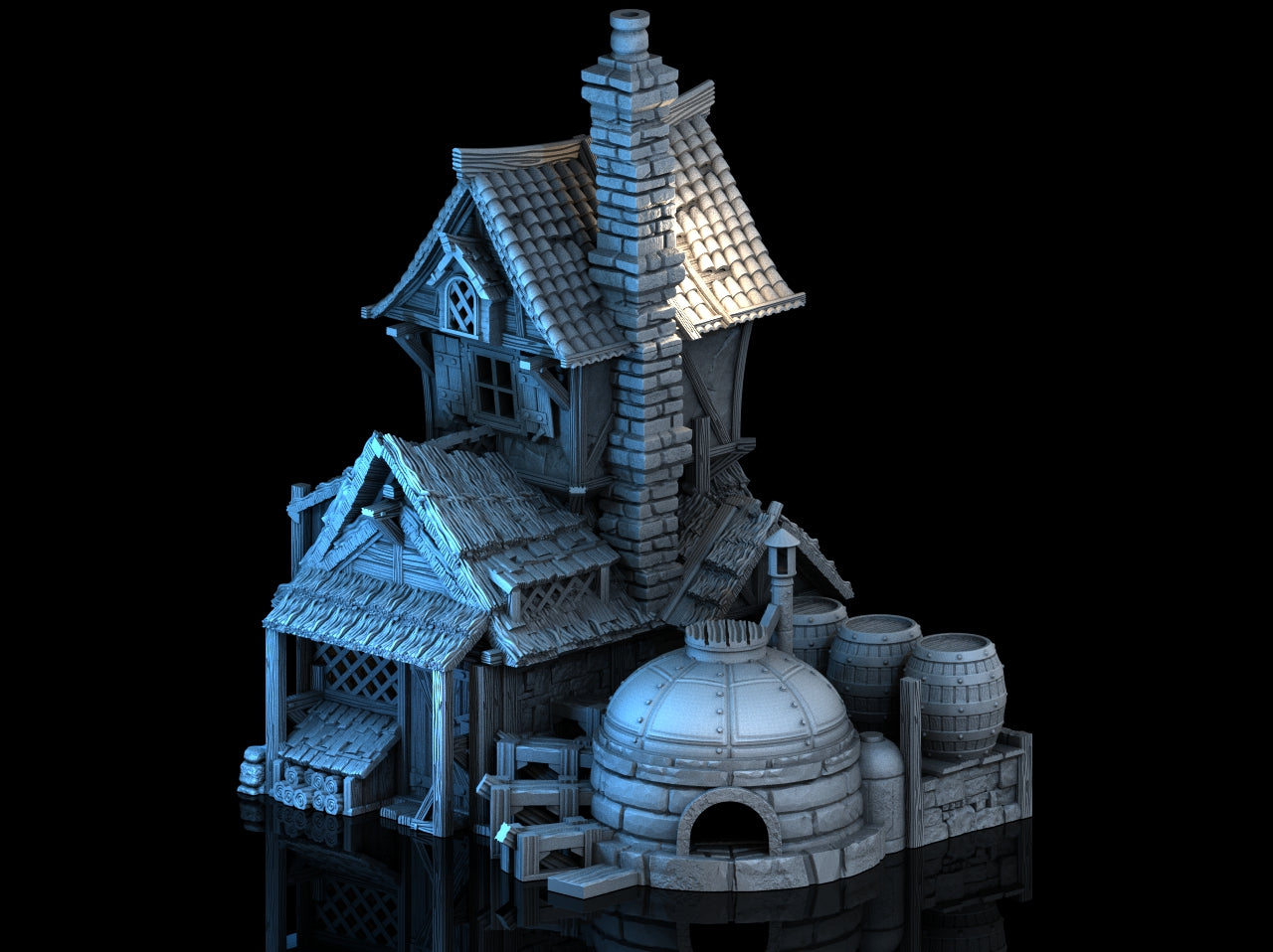 Blackthorn Distillery – Detaljert 3D-printet Fantasy Brenneri for Tabletop Rollespill