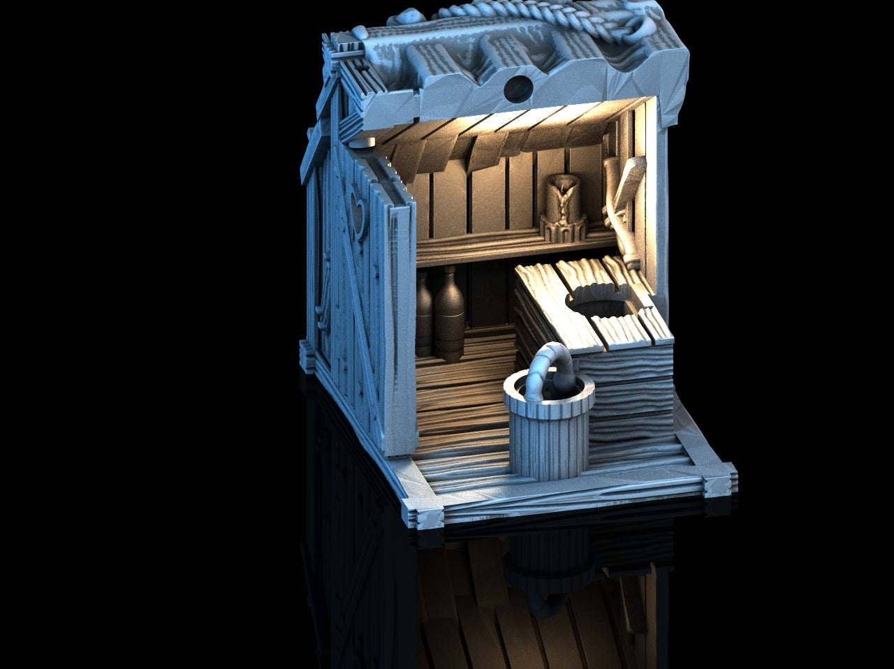 3D-printet Utedo – Fantasy Terreng for Tabletop Spill og Rollespill